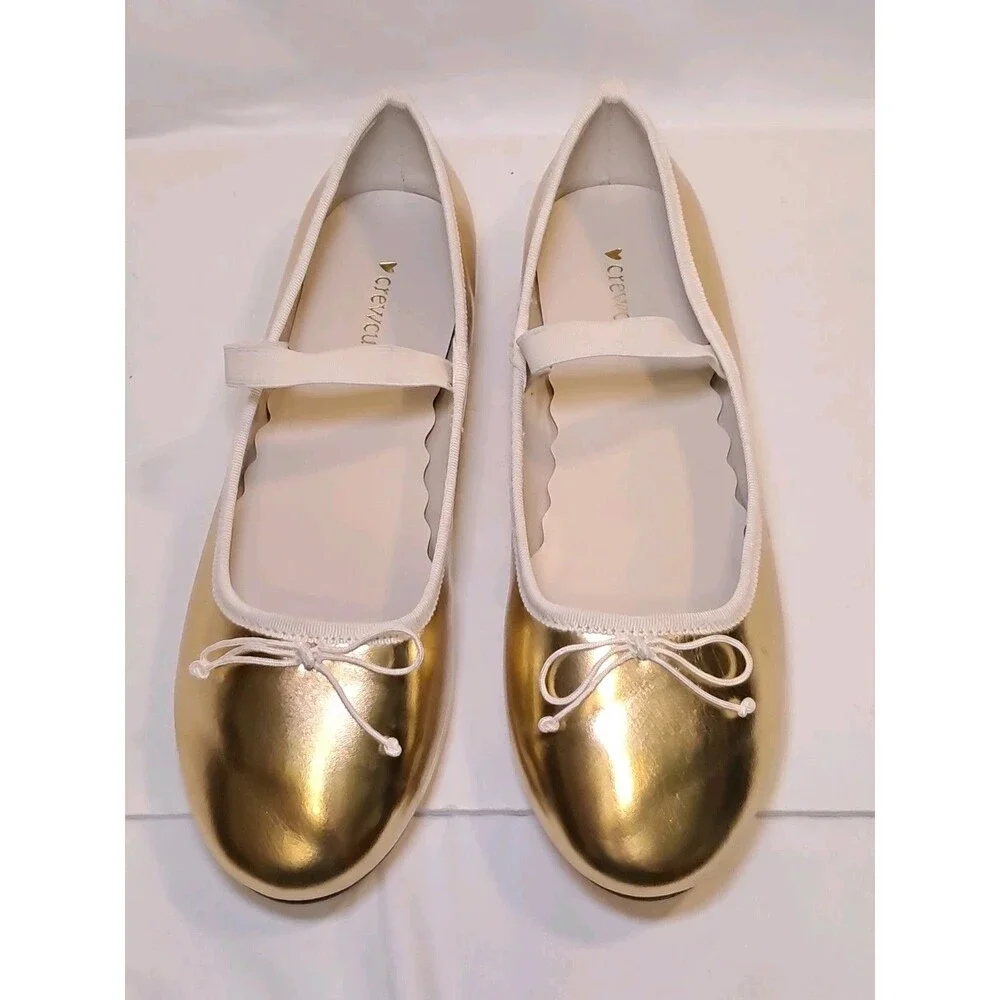 J.Crew CrewcutsGirls Strappy Ballet Flats Golden Honey Gold BT667 EUC  Size 5